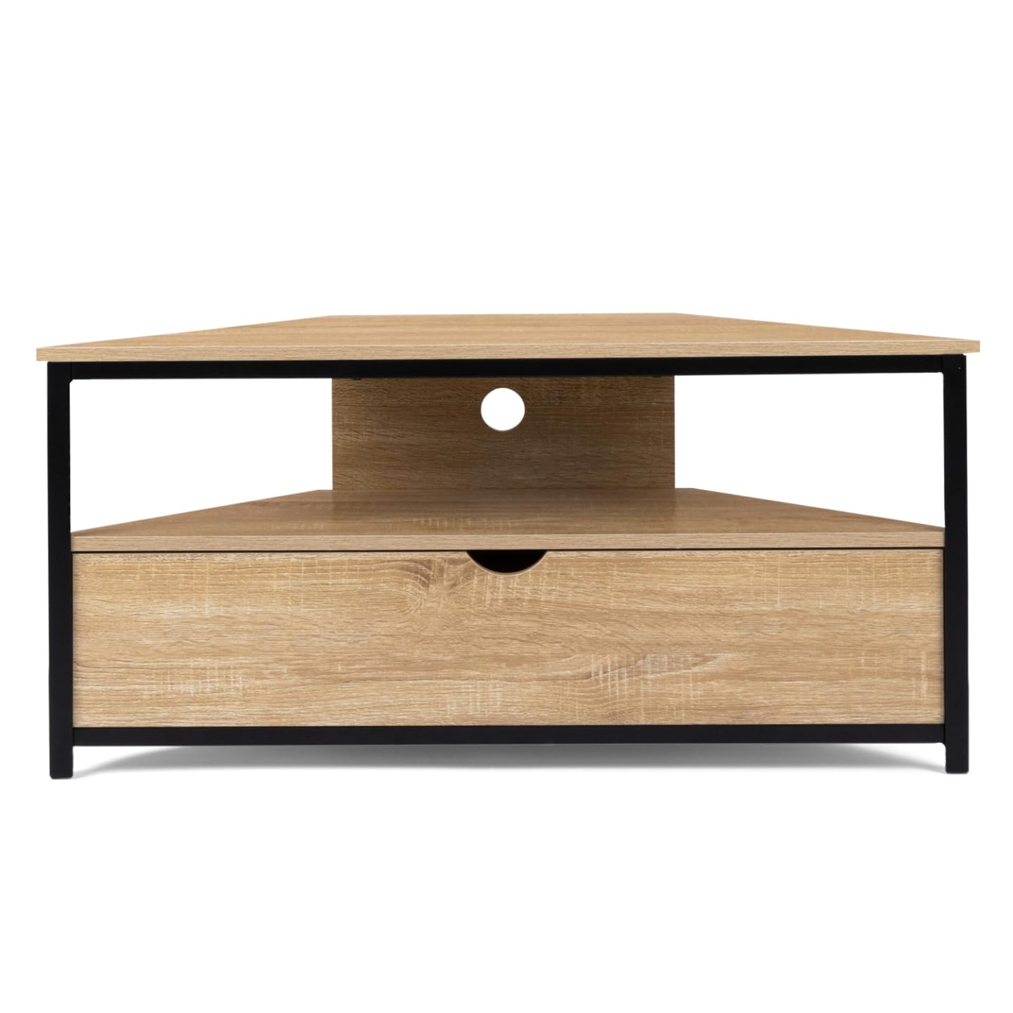 IDMarket - Meuble TV 100 cm d'angle Detroit avec Placard Design Industriel