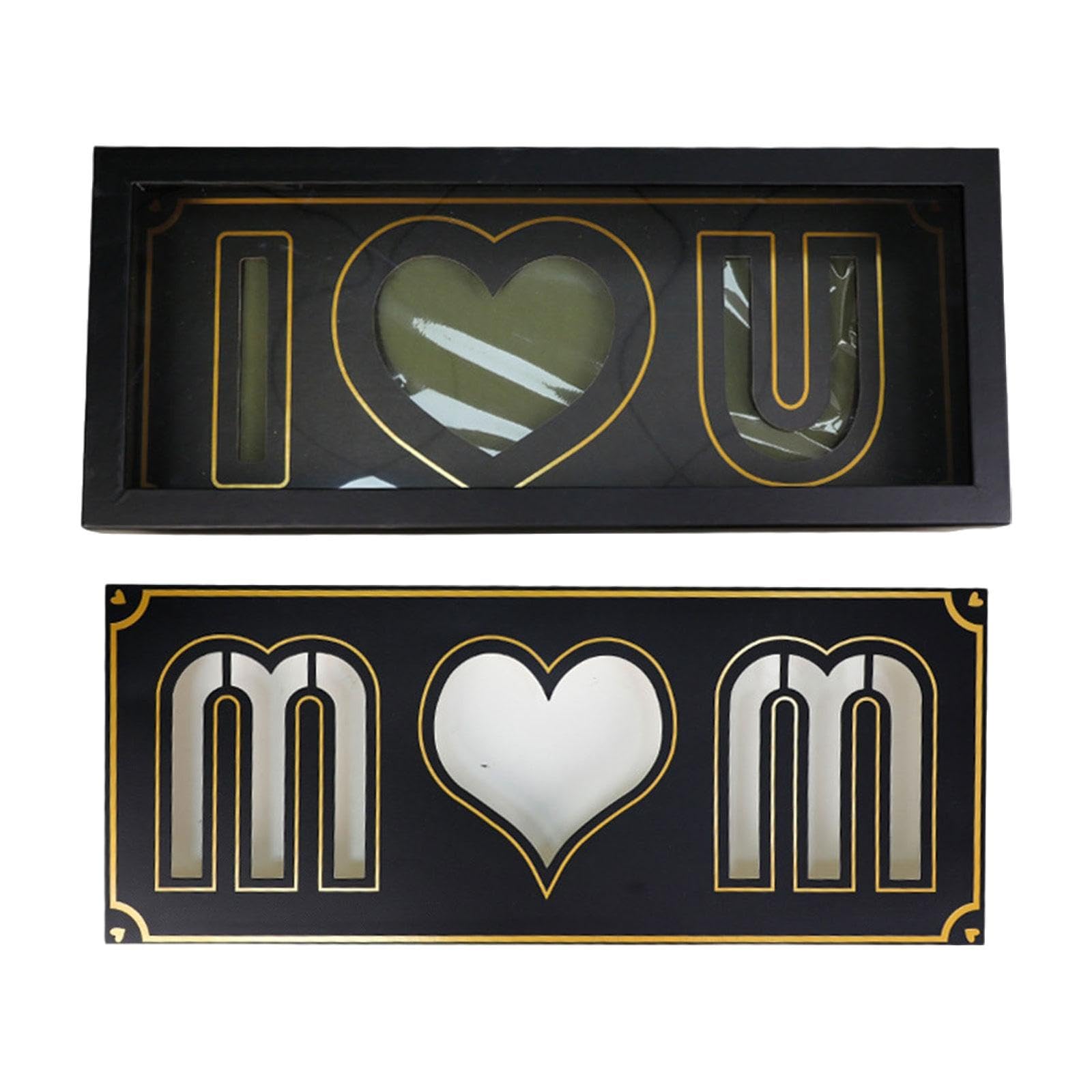 (Case of 4 Pack) JISADER Mom Flower Gift Box Letter Shaped Floral Box Cardboard Creative Sturdy Rectangular Floral Packaging for Celebrations, Black