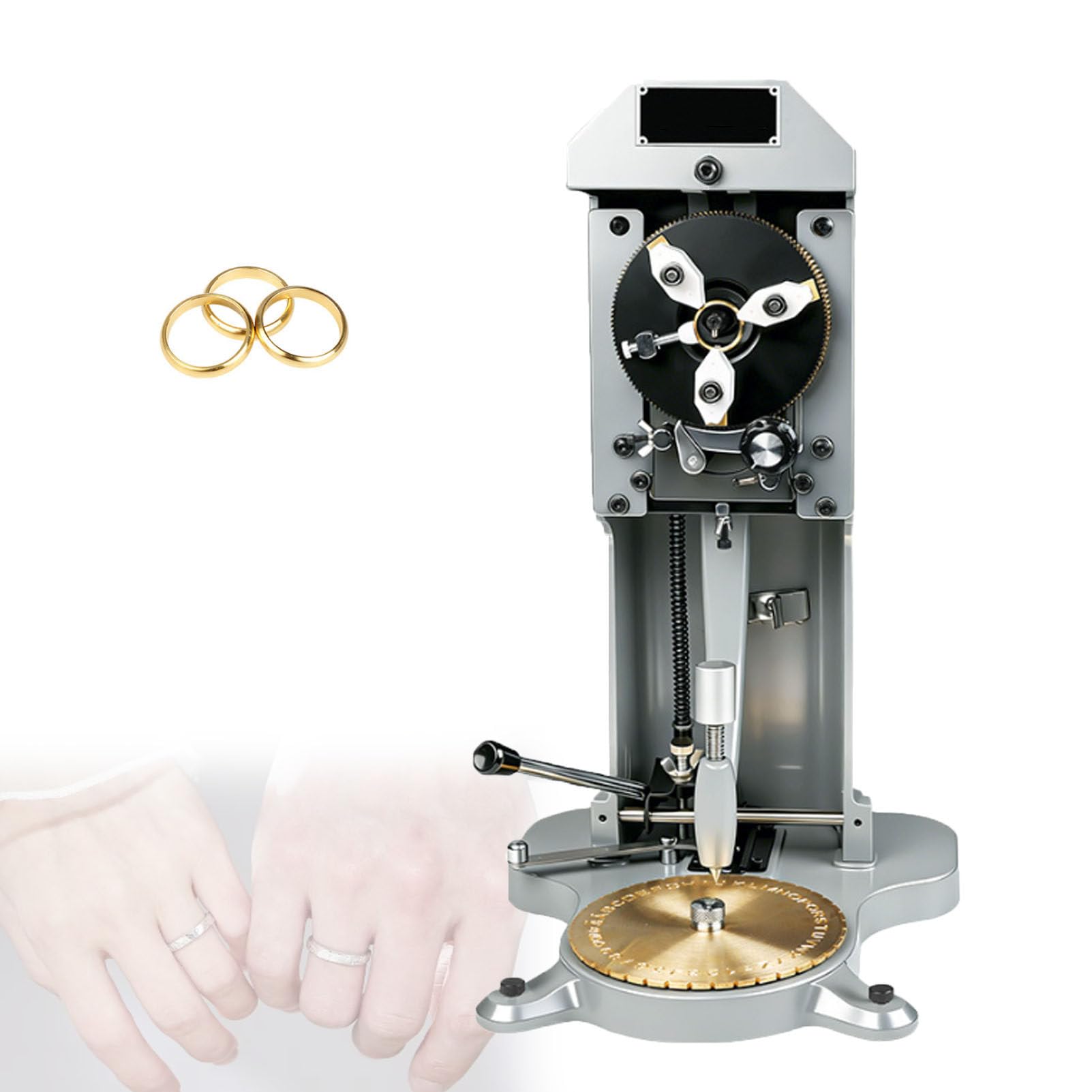 Pfps Inside Ring Engraver Machine, Double-Sided Dial Stamper with 2 Fonts Disc, Manual Ring Engraving Tool for Gold, Silver Rings, Personalized Inner Engraving