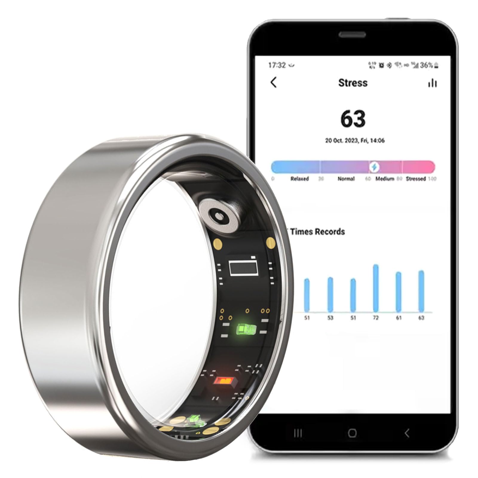 Anneau Intelligent Multifonctionnel PEIXEN 12 Silvery, l'élégance technologique portable