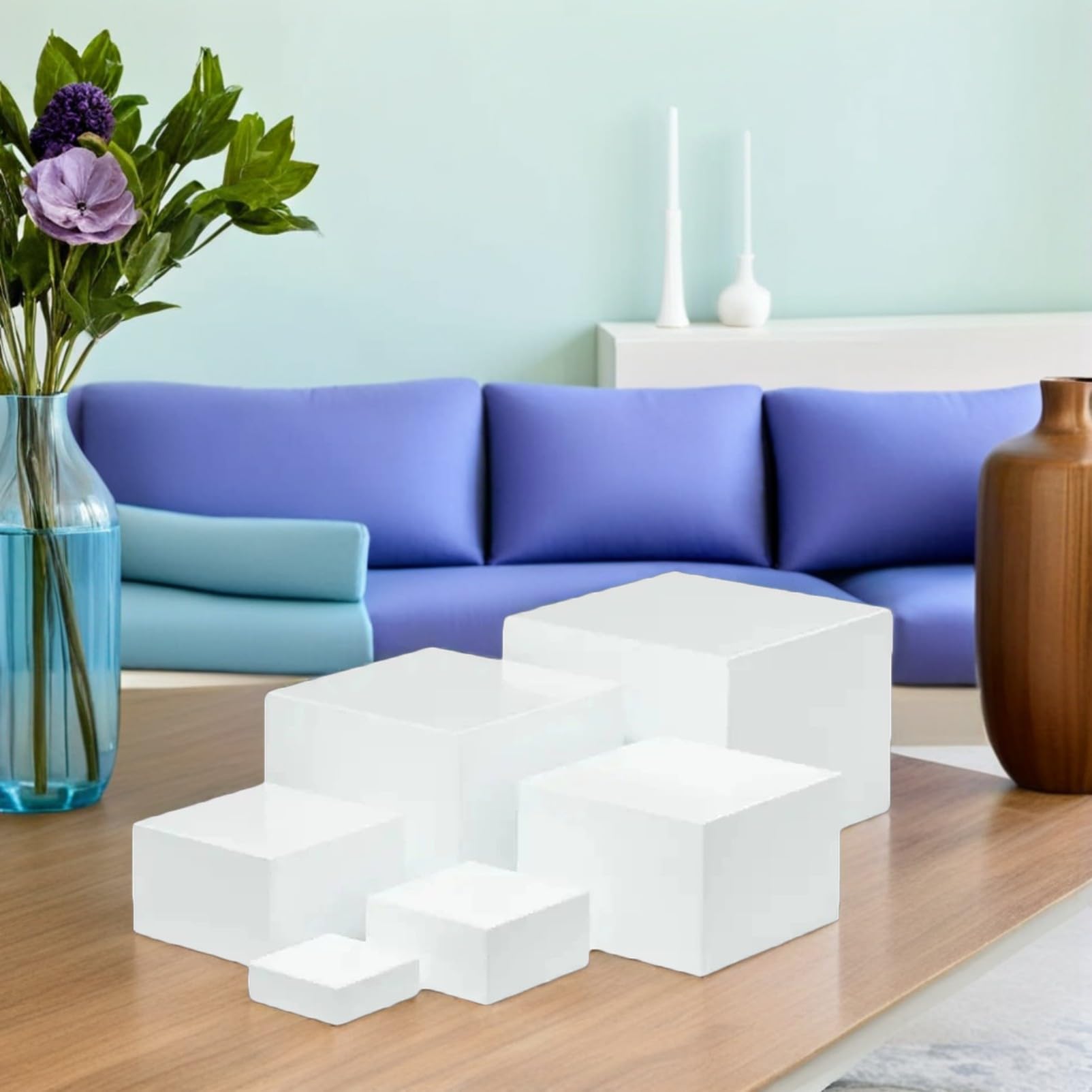 Zerodeko Soportes para Cupcakes y Postres Blancos en Forma de Cubo 6 Piezas, Elevadores de Exhibición de Plexiglás, para Buffet y Mesa de Dulces, Adecuado para Fiestas y Eventos en Casa