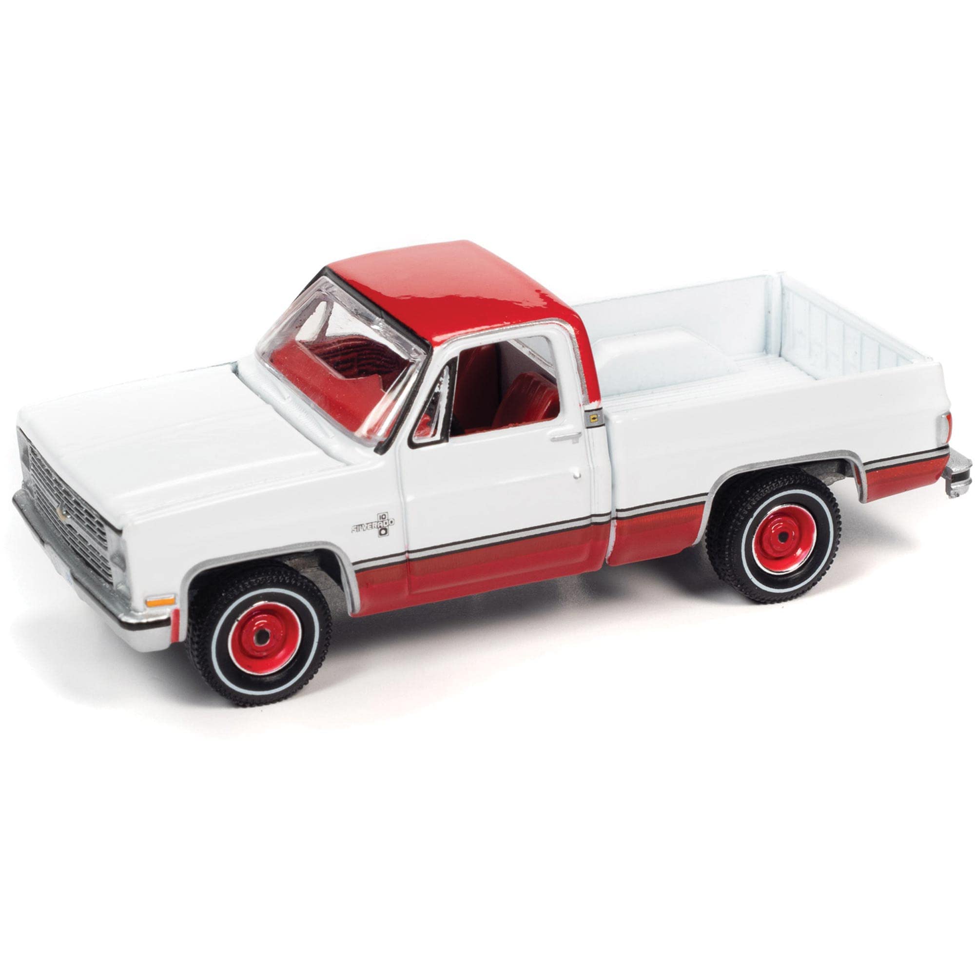 Auto-World 1983 Chevy Silverado 10 Fleetside - Camiones musculares [Blanco/Rojo]
