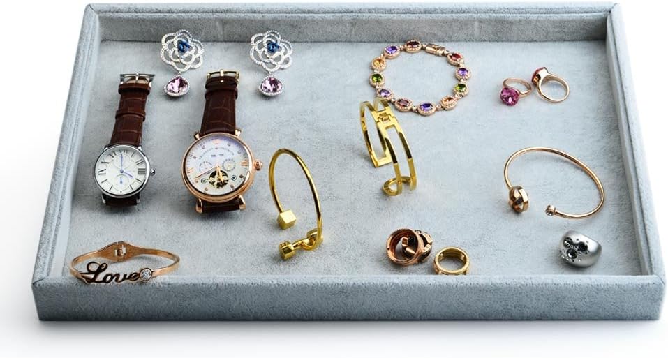 HPILISH Velvet Stackable Jewelry Display TraysShowcase Jewelry Organizer Storage