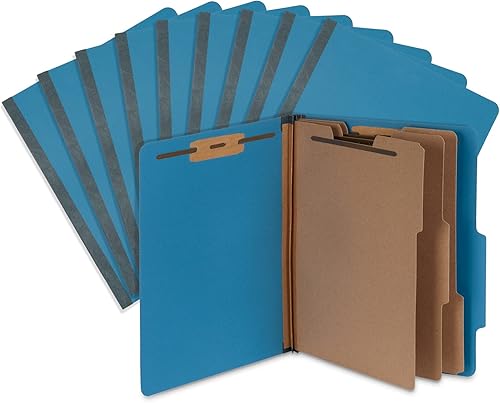 Blue Summit Supplies Carpetas de clasificación azul oscuro, 3 divisores, tamaño carta con expansiones Tyvek de 2 pulgadas, uso para organizar