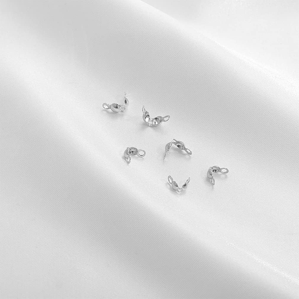 1600Pcs Bead Tips Knot Covers Clamshell Fold-Over Bead Tips Knot Covers Metal Open Bead Tips Knot Covers Iron Clamshells Terminators Wire Crimp End Caps for Jewelry Making Craft DIY (Silver) - Image 7