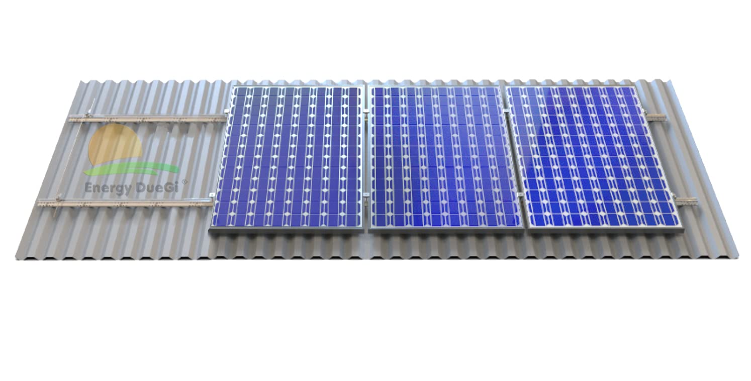 Estructura de montaje para paneles fotovoltaicos verticales sobre chapa griega (4 paneles).