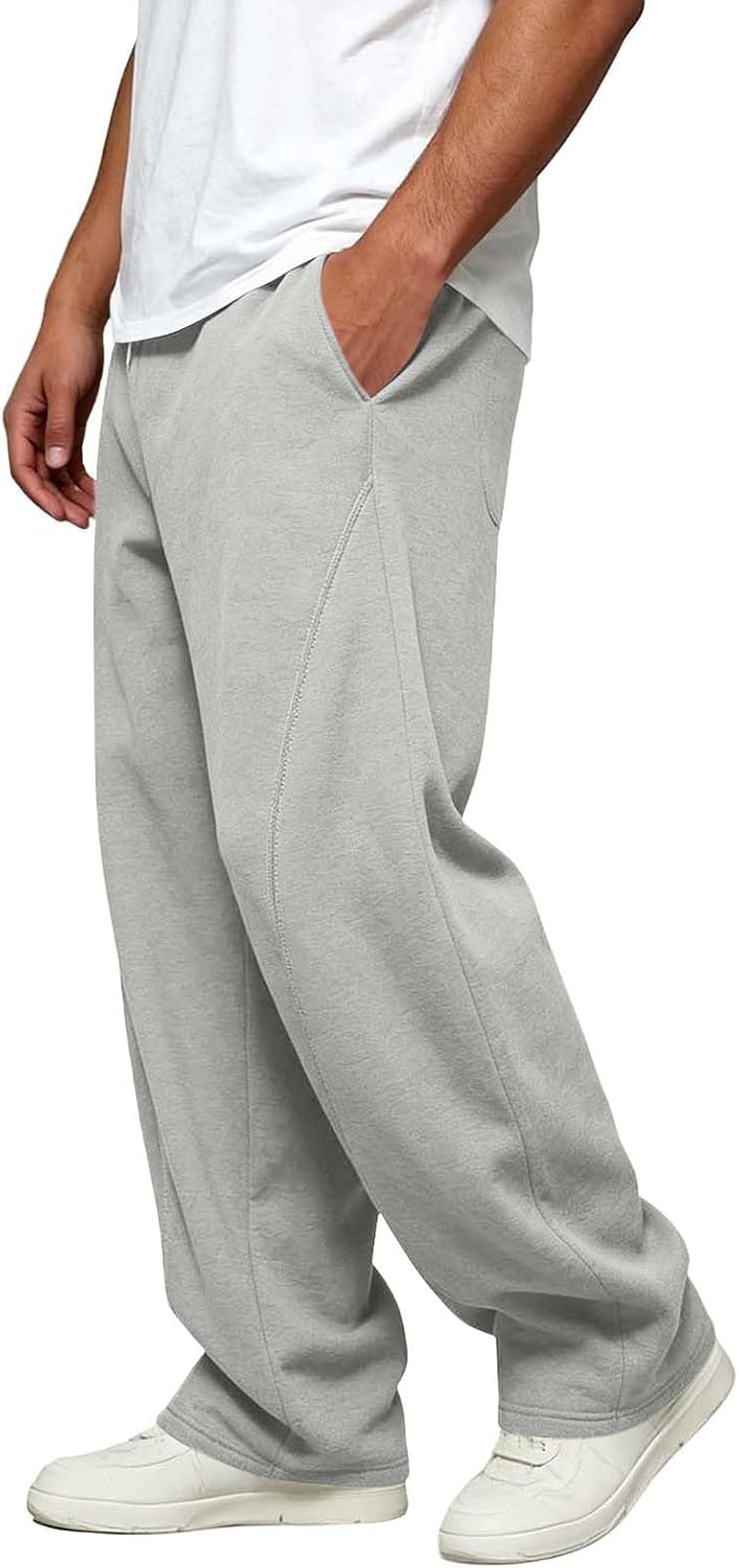 Men's City Fit Wide Leg Fleece Pants Open Bottom Drawstring Casual | Wide-Leg Drape Flatters All Body Types, Soft Fleece Falls Naturally for an Effortless Urban Look on Commutes Casual Outings