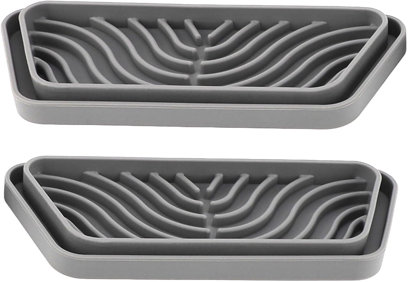 2Pcs Refrigerator Water Drip Tray Catcher Trapezoidal Silicone Refrigerator Drip Tray Catcher for GE for Samsung (Grey)