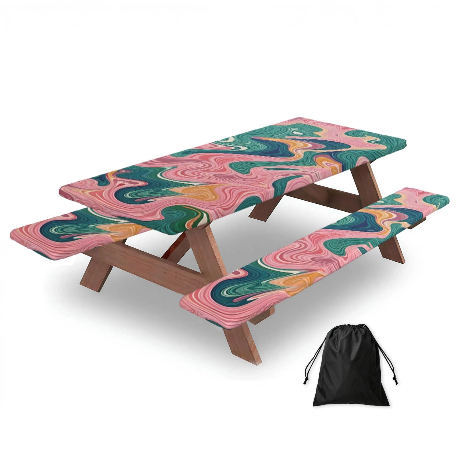 Housses de table de pique-nique extérieur pour repas de jardin et camping motif abstrait 183cm