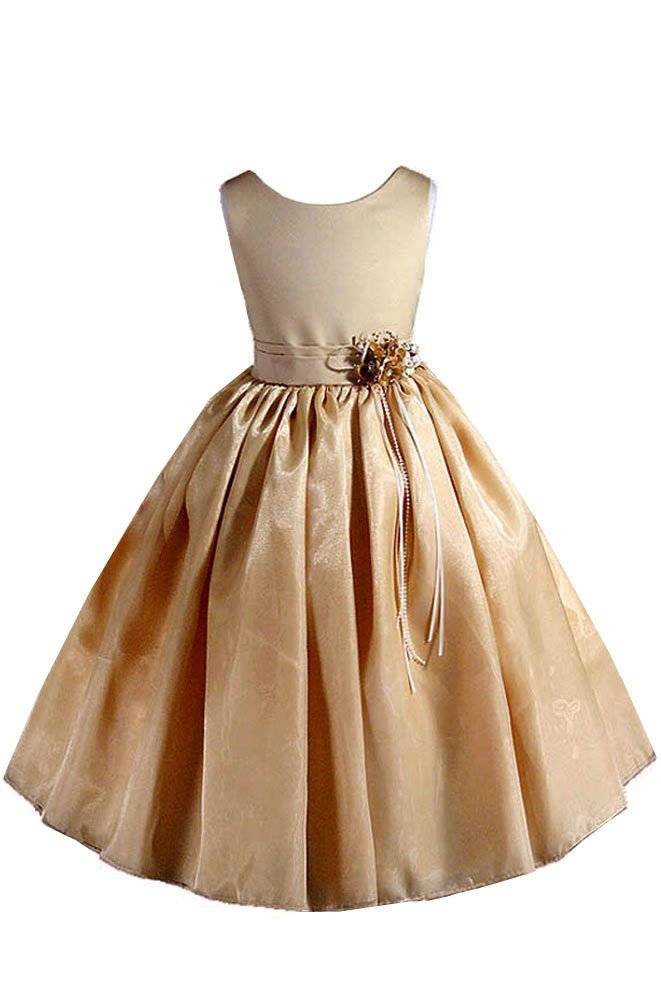 Little-Girls' Gold Flower Girl Dress A8002 Sz 6