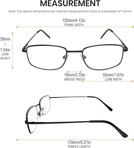 Miniatura 2 de Calabria R754 Gafas de lectura rectangulares de metal para hombre, diseño retro, delgadas, para lectores de potencia, estilo vintage