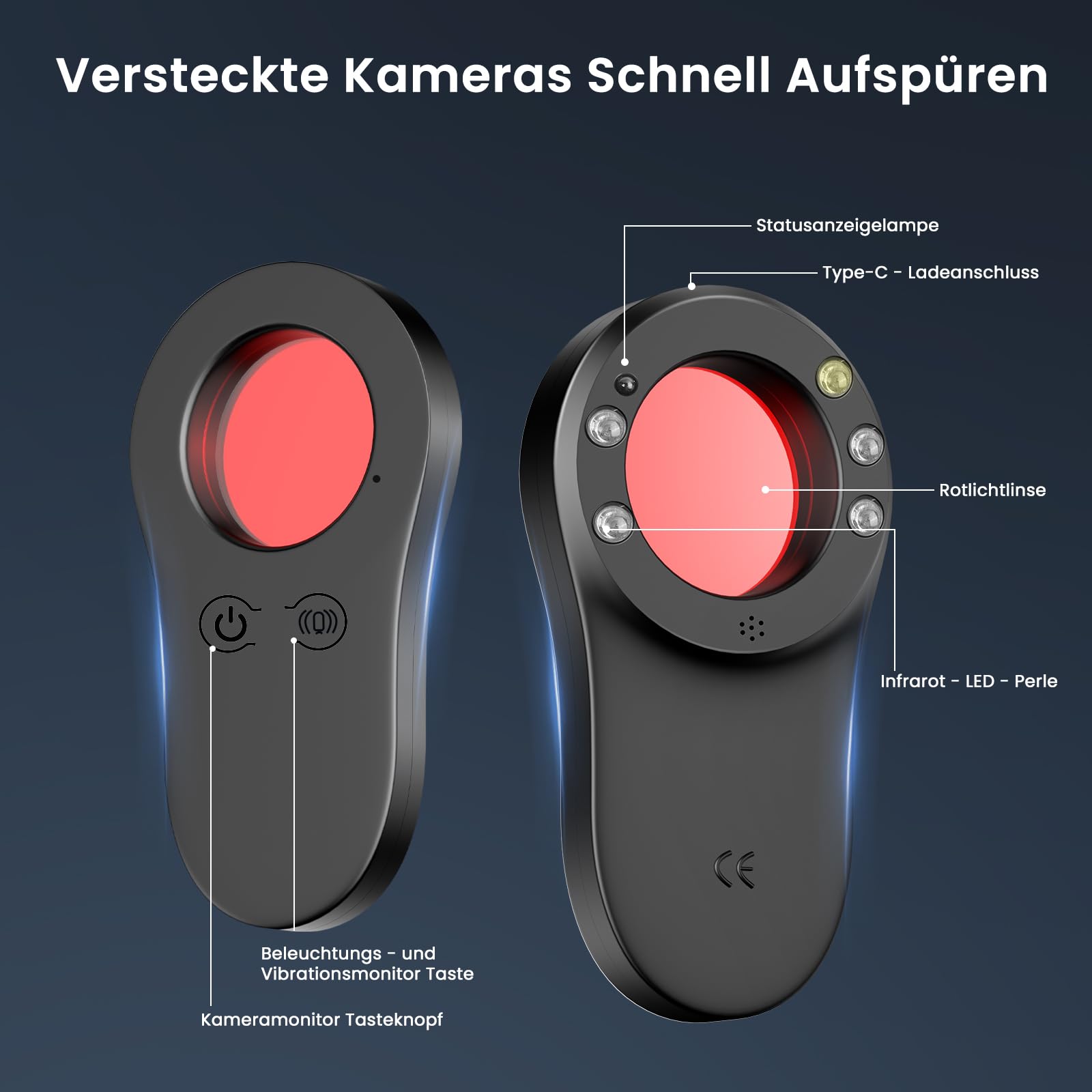FIVAVA Detector de Camaras y Microfonos Ocultos, Detector de Micrófonos con Escáner Infrarrojo, 720H de Tiempo en Espera, Portátil Buscador de Cámaras Ocultas para Hotel, Hogar, Oficina, Viajes