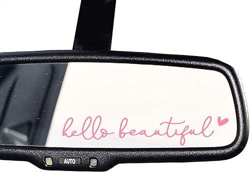 3 calcomanías de vinilo con el texto Hello Beautiful para espejo retrovisor y botella de agua, para mujer, accesorios para regalar para el auto,