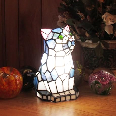 Kitty Tiffany Stained Glass Lamp Base - A Purrfect Addition to Any Room