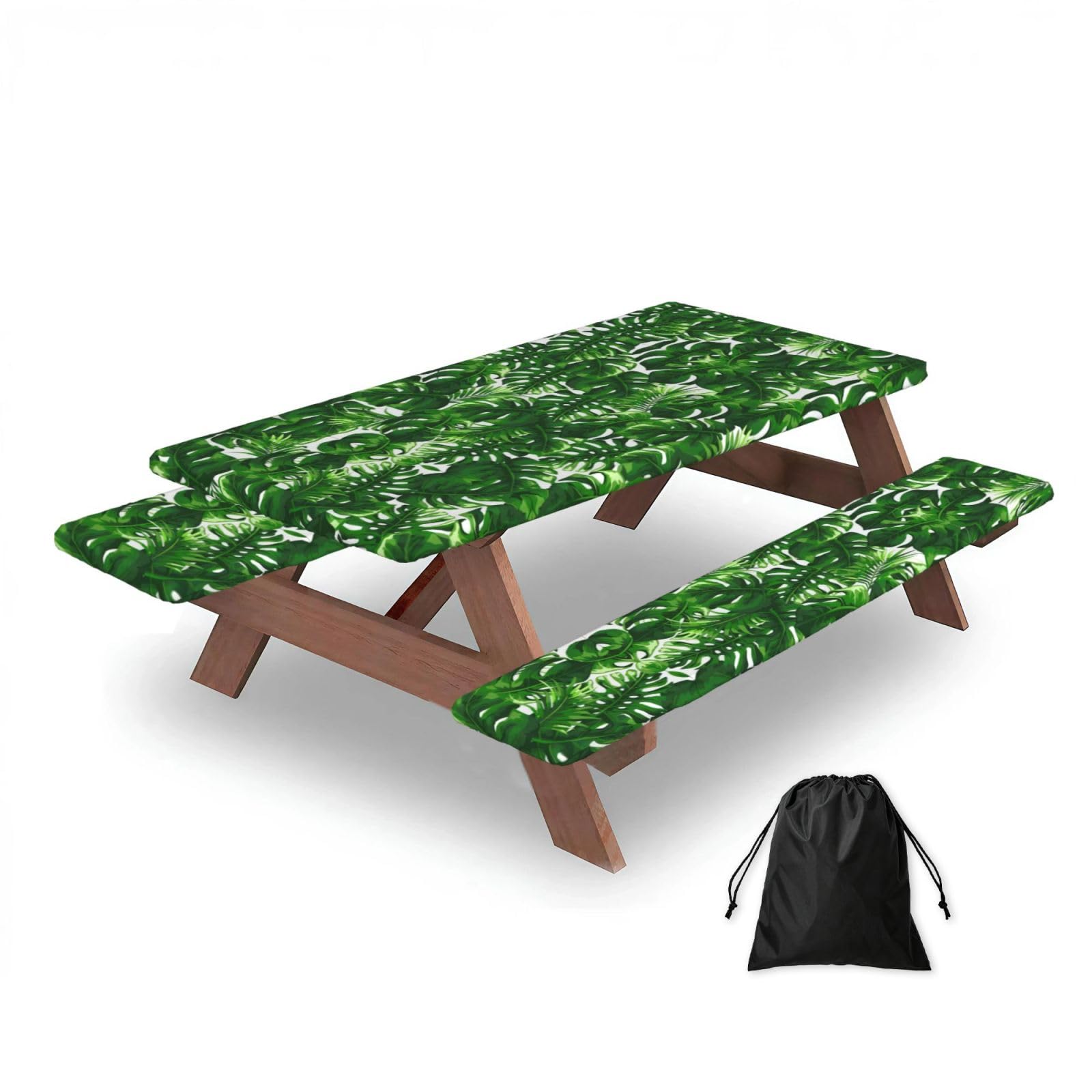 Monstera Deliciosa Banana Palm Rectangular water-repellent picnic tablecloths, outdoor camping, picnic, BBQ