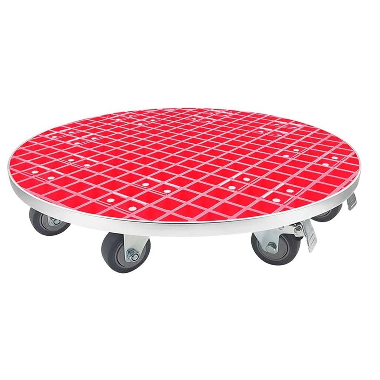 OLSKFUH Plant Caddy With Wheels, Heavy Duty Metal Dolly For Moving Large Potted Plants Indoors And Outdoors, Round Design, 36Cm Diameter,Red-Diameter 59cm