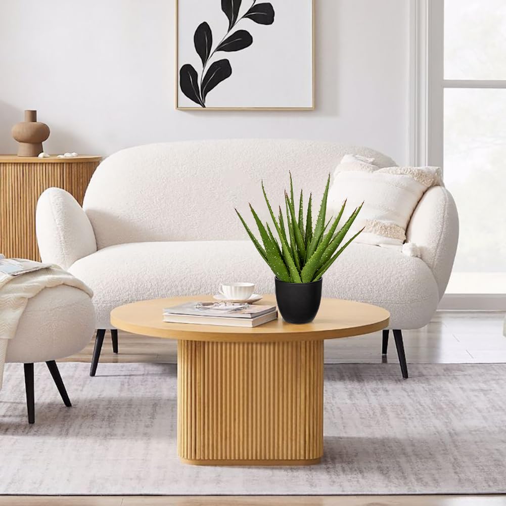 Oairse 34CM Fake Plants Artificial Aloe Vera Plant Black Pot Decorative Potted Artificial Cactus Faux Cactus Green Plant for Home Office Bathroom Bedroom Shelf Decoration - Image 4