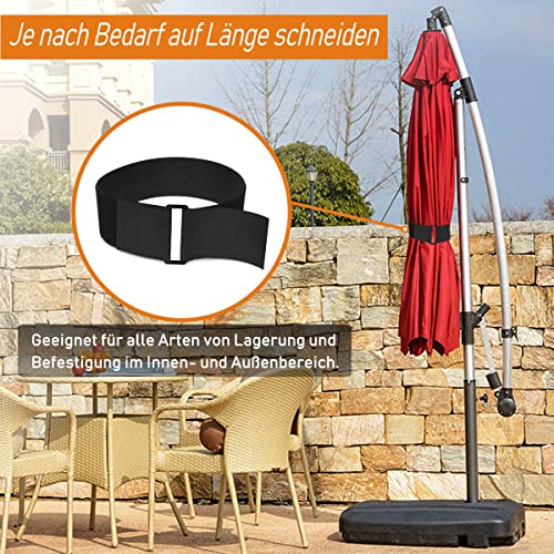 Image of 16Ft x 2In Adjustable Cable Straps with 12 Buckles, Free Cut Length, Black Reusable Fastening Cable Ties, Hook and Loop Securing Strap for Cable Tidy, Wire Management, Cord Organiser, Black