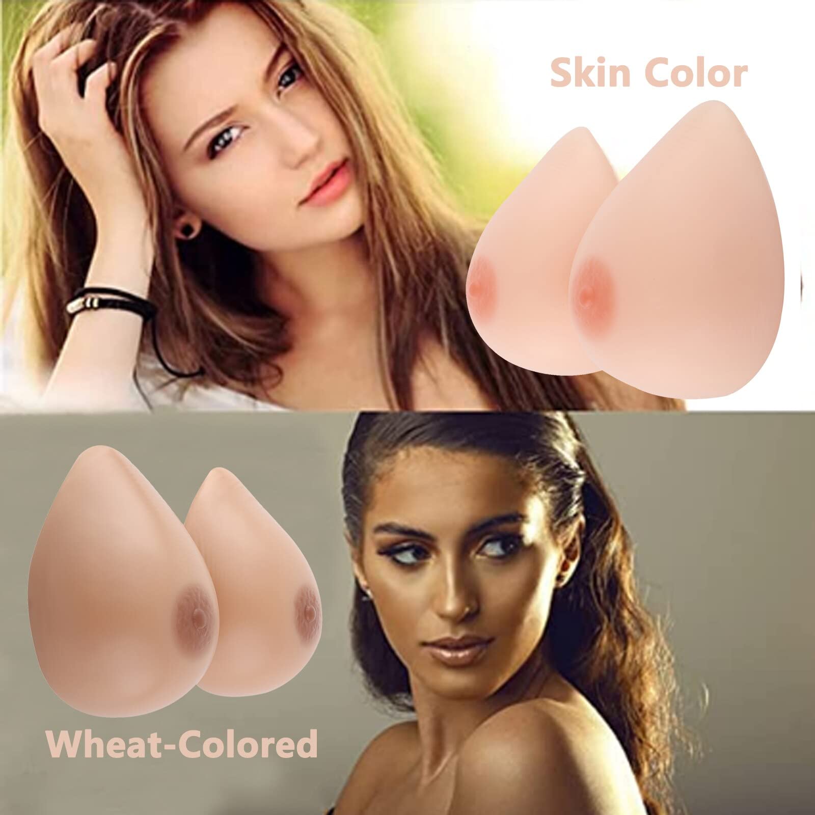 Mammaires en Silicone, 1 Paire Faux Sein Artificiel Poitrines de Silicones Faux Faux Sein-s Silicone, Prothese Mammaire Silicone pour Mastectomie Travestis Transsexuels Cosplay