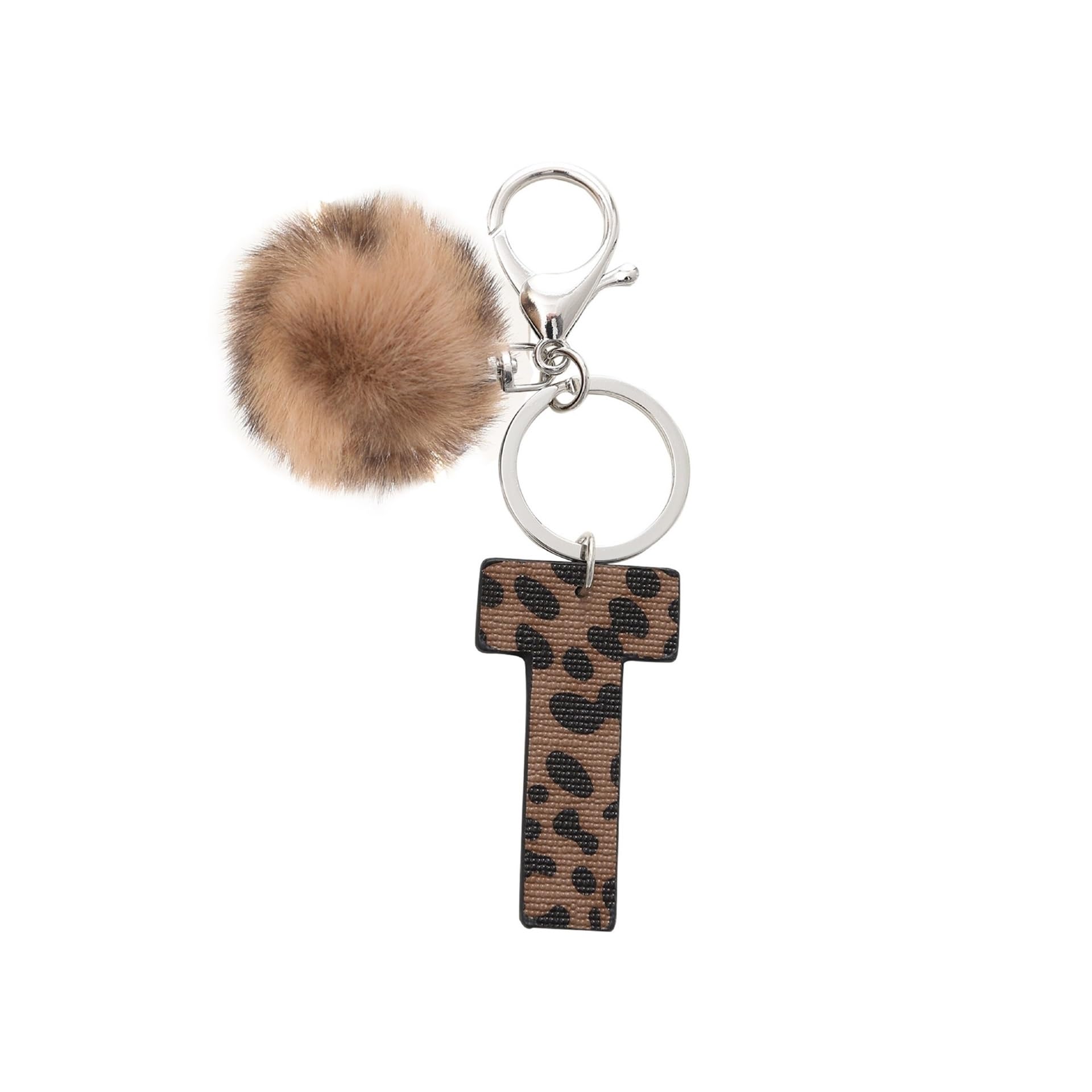 Uthdlm Unisex T Leopard Prin Letter Keychain, Car Key Ring, Rendy Pendan Charm, Novelty Small Accessory, Gif For Women, Suitable For Diy/Keys/Wallet/Backpack/Shoulder Bag/Camera Bag(T)