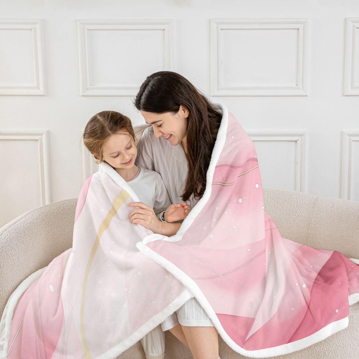 Feelyou Golden Stars Glitter Sherpa Blanket Plush Fuzzy Pink Marble Fleece Throw Blanket Boys Girls Modern Marble Aesthetic for Bed Couch Chair Living Room Bedroom Decor Twin 60"x80" image 4