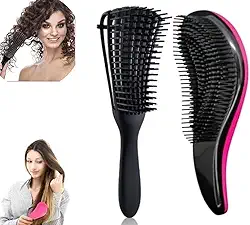 Kit Escova Polvo e Escova Mágica para Cabelo Cacheado Crespo Ondulado Liso Desembaraça sem Quebrar os Fios - todos Tipos de Cabelo, tb, Cores Variadas