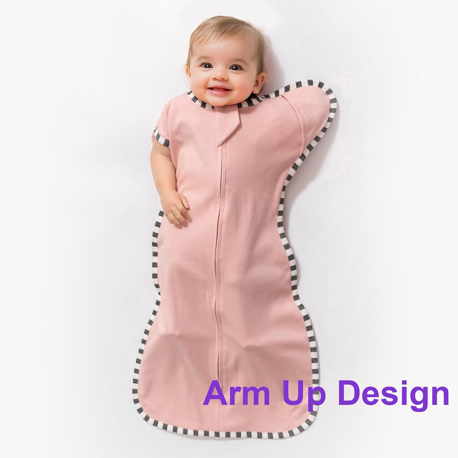 Swaddling Sleep Sack 2-Pack, 100% Cotton Newborn Wearable Blanket, Arms Up Design with 2-Way Zipper, Transitioning Breathable Swaddle (Pink + Sepia Rose, Large 6-9 Months)