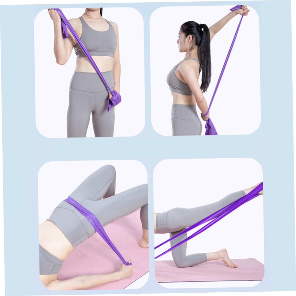 VICASKY 9 Fasce Elastiche Yoga in Lattice Odore Cinghie Stretching Fitness per Resistenza Alta per Migliorare Flessibilità e Rosa Blu