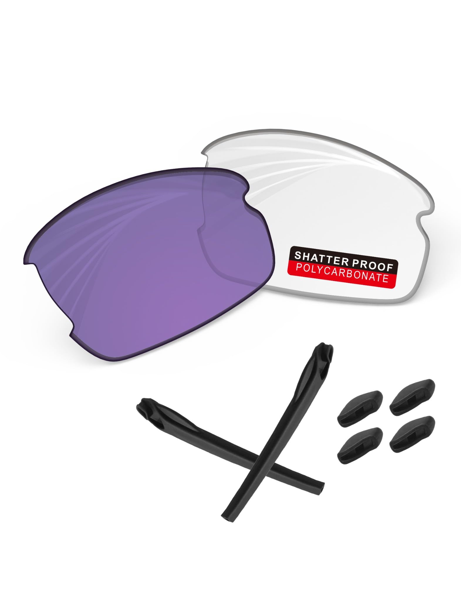 PRO+ Polycarbonate Replacement Lenses &amp; Rubber Kits for Oakley Flak 2.0 Series Sunglass