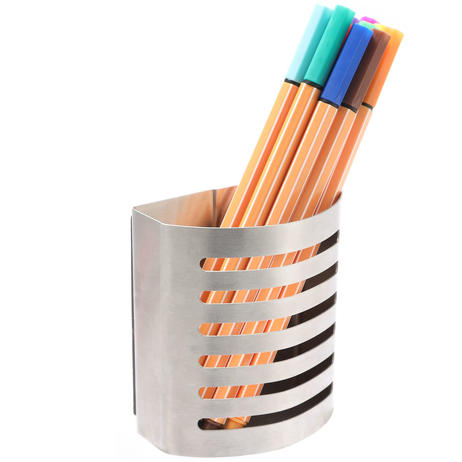 Soporte magnético moderno para bolígrafos y lápices, organizador de almacenamiento de utensilios de escritura de metal para cocina, casillero, hogar u oficina, 3.25 x 1.75 x 3.50 pulgadas, 5