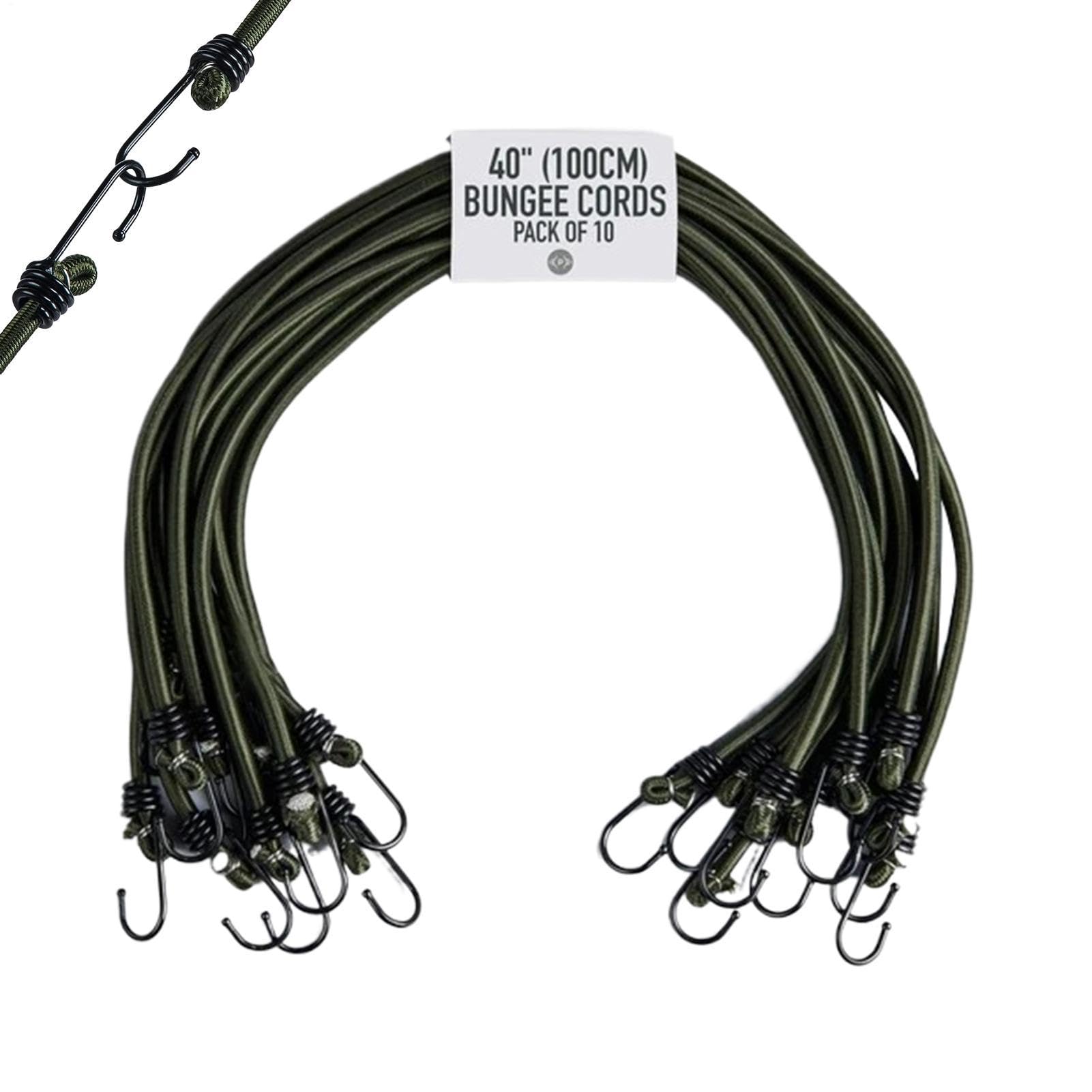 Corda Bungy 10 pezzi legacci elastici | 100cm Corde Bungy Resistenti Con Ganci per All'Aperto Moto Pesca Campeggio Rimorchio Bagagli Bici Attracco Sci Camion Kayak