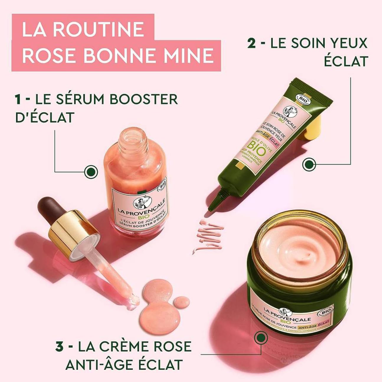 La Provençale Coffret Rose Activateur Éclat 3 Produits Bio Édition Limitée