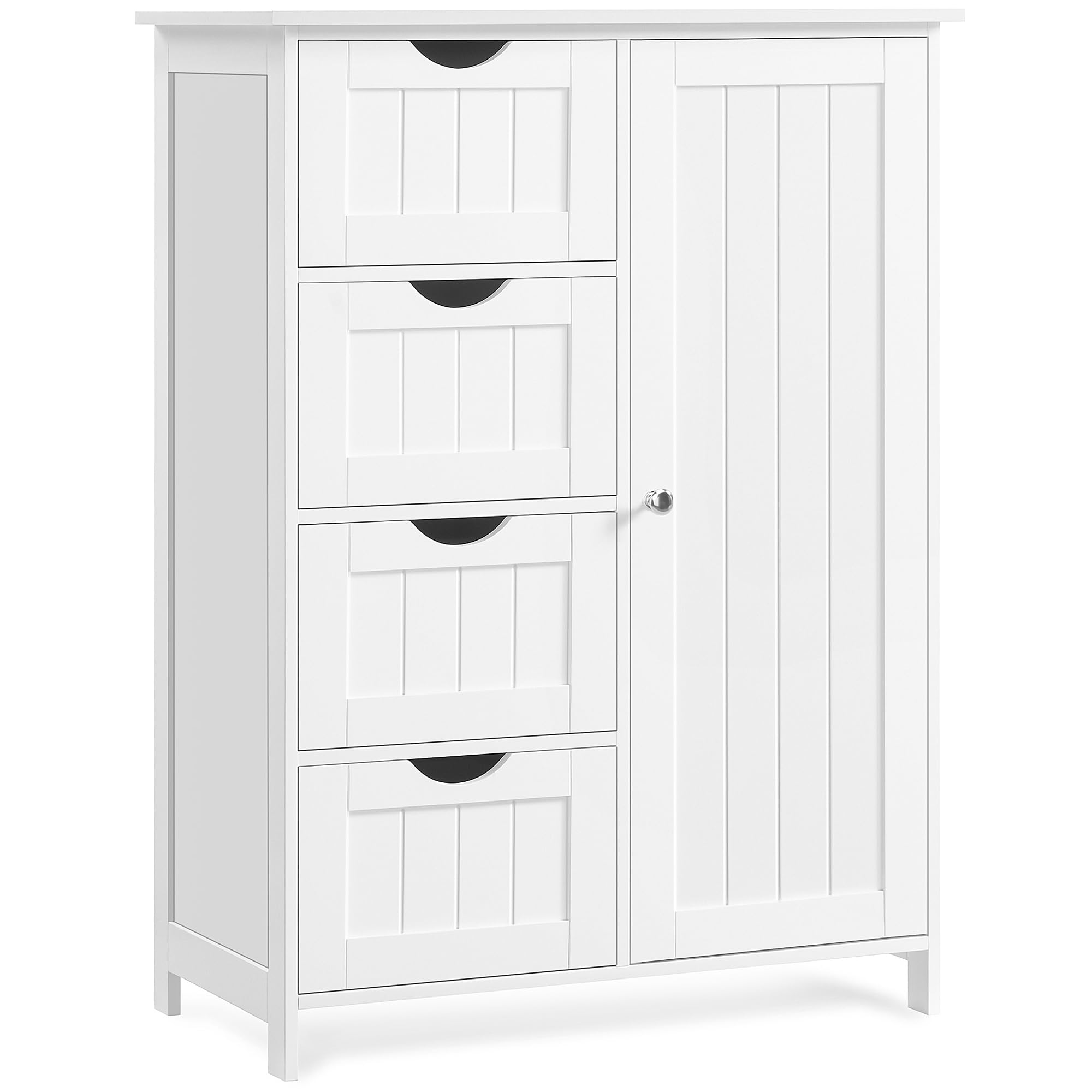 VASAGLE Armario de baño Estrecho con 4 cajones, Estante Ajustable, 35 x 65 x 90 cm, Color Blanco Nube LHC042W01