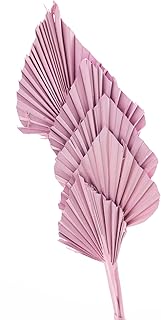 Decorative Dried Palm Spears l Dried palm leaves l natural palm fan (different tinted colors available) l Dried flowers arrangement for Home Decor (15-25in tall, 5 branches per bunch) (Pink)