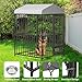 Large Outdoor Dog Kennel (4x4x6ft) - Heavy Duty Metal Dog Cage with Rotating Feeding Bowl, Waterproof Roof Cover & Lock, Weatherproof for All Dog Breeds - Perfect for Garden, Backyard, or Indoor Use
