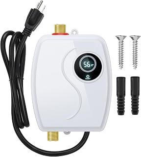 Tankless Water Heater Electric 110V, 3000W Instant Water Heater Under Sink with Digital Display, Electric Tankless Water Heater for RV Shower Kitchen Kitchen Bathroom