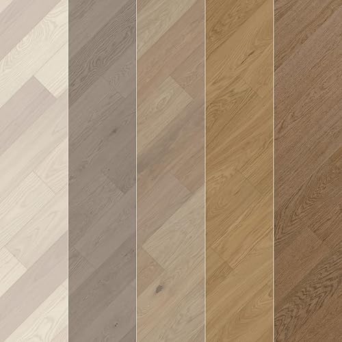 Flooret Engineered Hardwood Plank Flooring Silvan 7" Bestsellers Sample Kit | 5 Pieces of 12" Cut Samples from Real Planks | DIY Click or Glue Installation, Real Wood Wear Layer, and Scratch Resistant