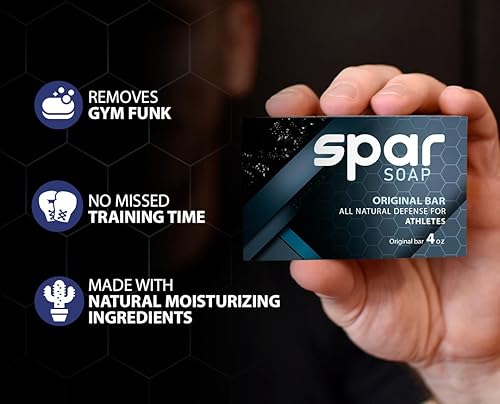 Miniatura 4 de Spar Soap Original Bar (4 onzas), árbol de té de carbón activado, propiedades antifúngicas, para BJJ, MMA, luchadores, Grapplers, hombres y mujeres,