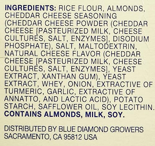 Image of Blue Diamond Almonds Nut-Thins Gluten Free Cracker Crisps, Cheddar Cheese, Family Size, 7.7 oz (Pack of 2)