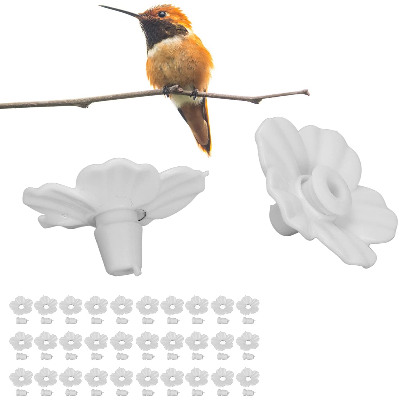 Hummingbird Feeder Flowers, Multicolor Unique Shape Bird Feeder Replacement Flowers for Home white