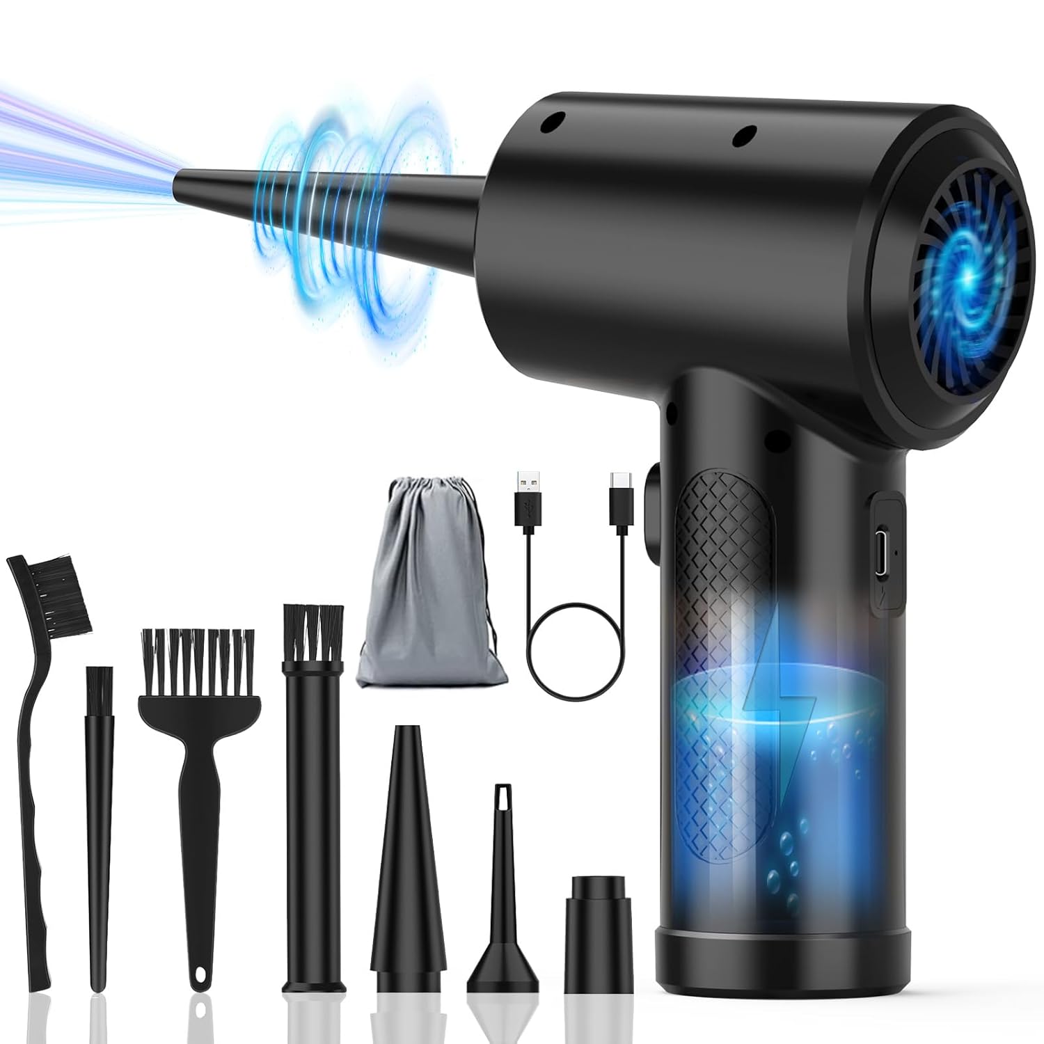 Electric Air Duster, 3-Speed Adjustment, 100,000 RPM Air Force, Super ...