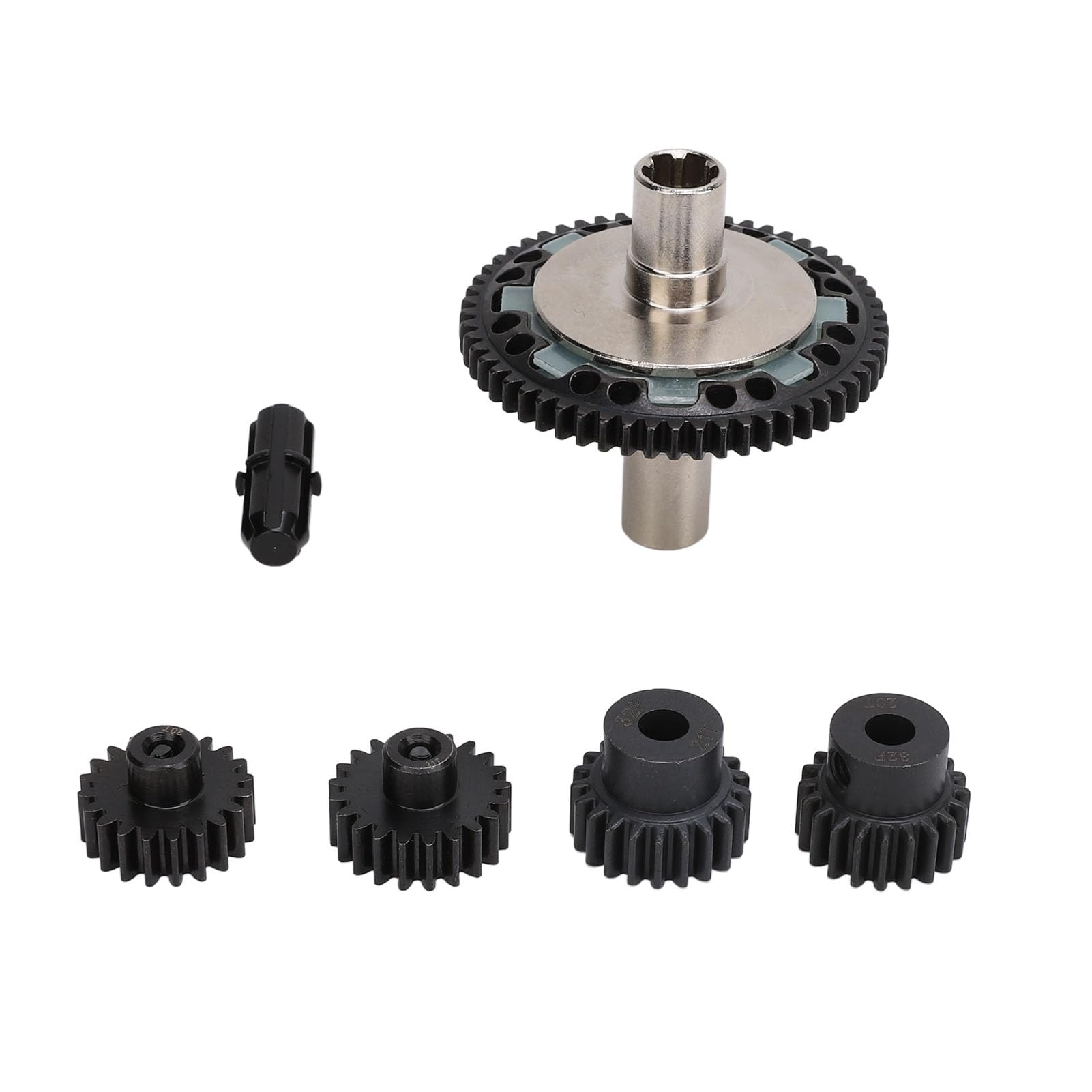 Juego de engranajes tipo zapatilla 57T ​​0.8mod, acero endurecido 20T 21T, engranaje de Motor teledirigido, eje de salida 1/10 1/8 4S RC Cars (Negra)