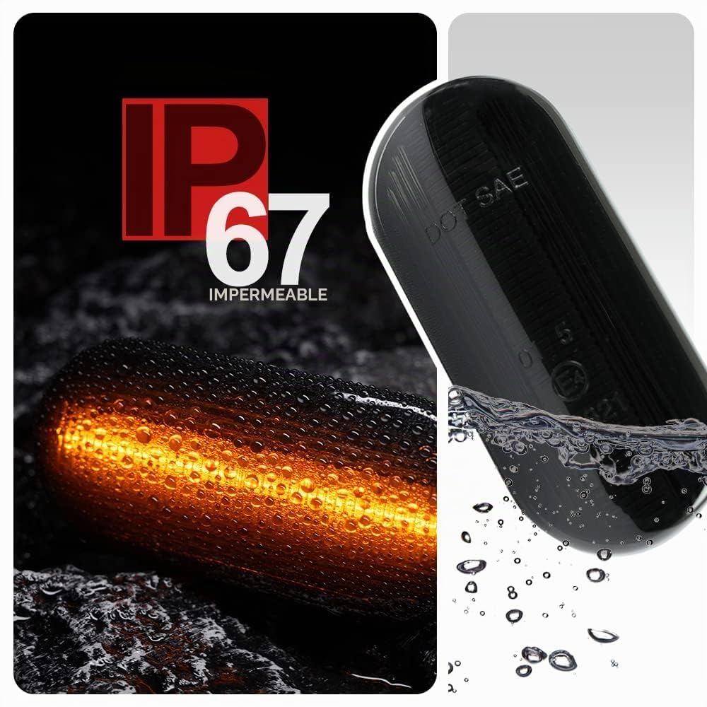 Luz LED de marcador lateral compatible con Seat Ibiza 6J ST Leon Arosa Mii Cordoba Citigo Luz de señal de giro secuencial dinámica Luz intermitente lateral 2 piezas Lente ahumada