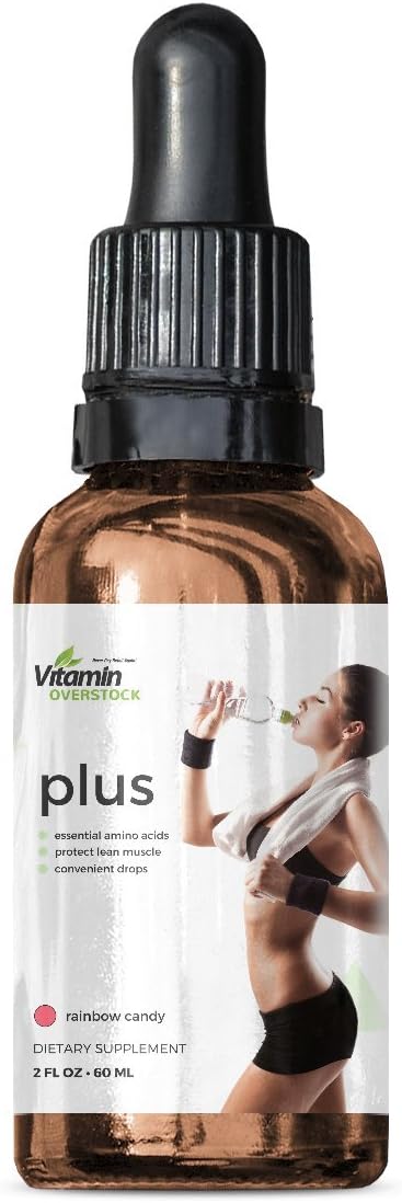 Vitamin Overstock Plus - Amino Acid Keto Drops for Women & Men (2 Fl Oz, 1 Bottle) - Rainbow Candy Flavor