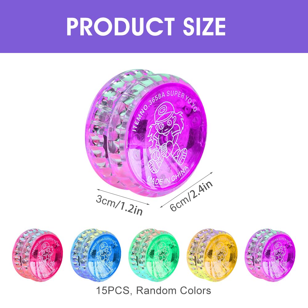 15 Yo-yos Lumineux LED - Avec Roulement à Billes, Couleurs Aléatoires, Pour Fête Et Jeu En Extérieur/nuit