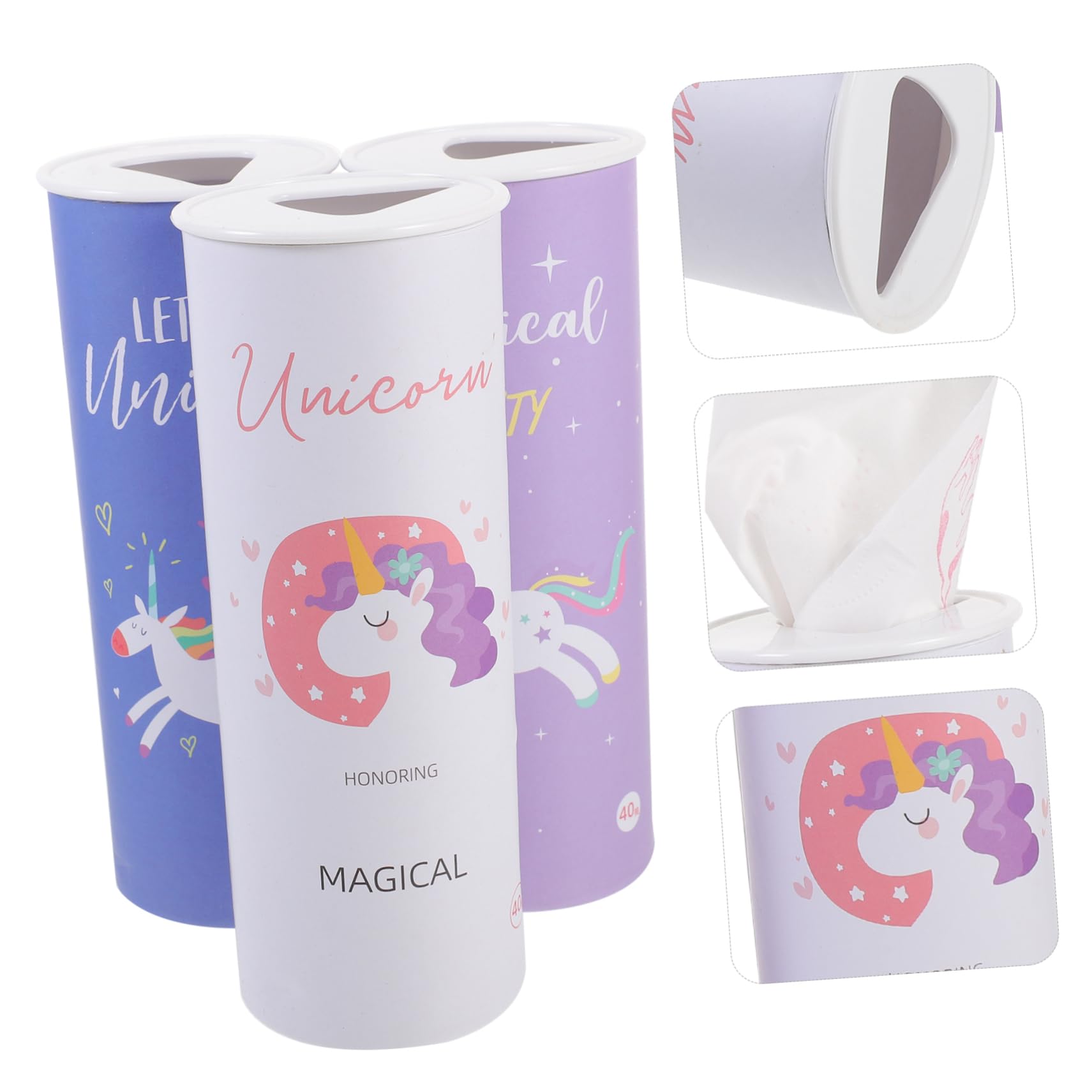 PACKOVE 3 series Servilletas De Papel Con Estampado De Dibujos Animados De Unicornio Pañuelos De Papel De Unicornio Servilletas Decorativas Para Fiestas 3 piezas*3