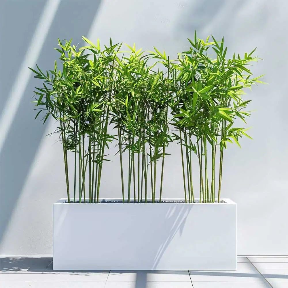 Woven Wood Trough Planter 120cm White Galvanised Aluzinc