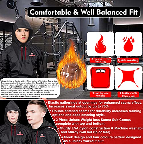 FIGHTSENSE MMA Sauna Sweat Suit Non Rip Track Weight Loss Slimming Fitness Gym Exercise Training (Green, 3XL)