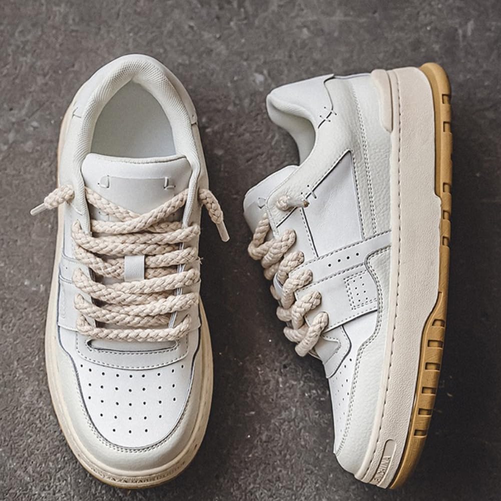 Par de Mocasines de Cuero con Suela Gruesa Estilo Retro Que Aumentan la Altura Casuales Resistentes al Desgaste y Antideslizantes