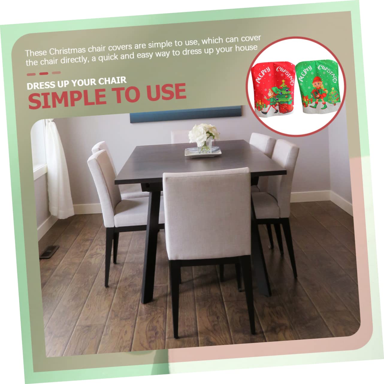 PRETYZOOM 2 Juegos De Fundas para Sillas con Temática Navideña Tradicional para Decoración De Comedor Y Cocina (2 Unidades)